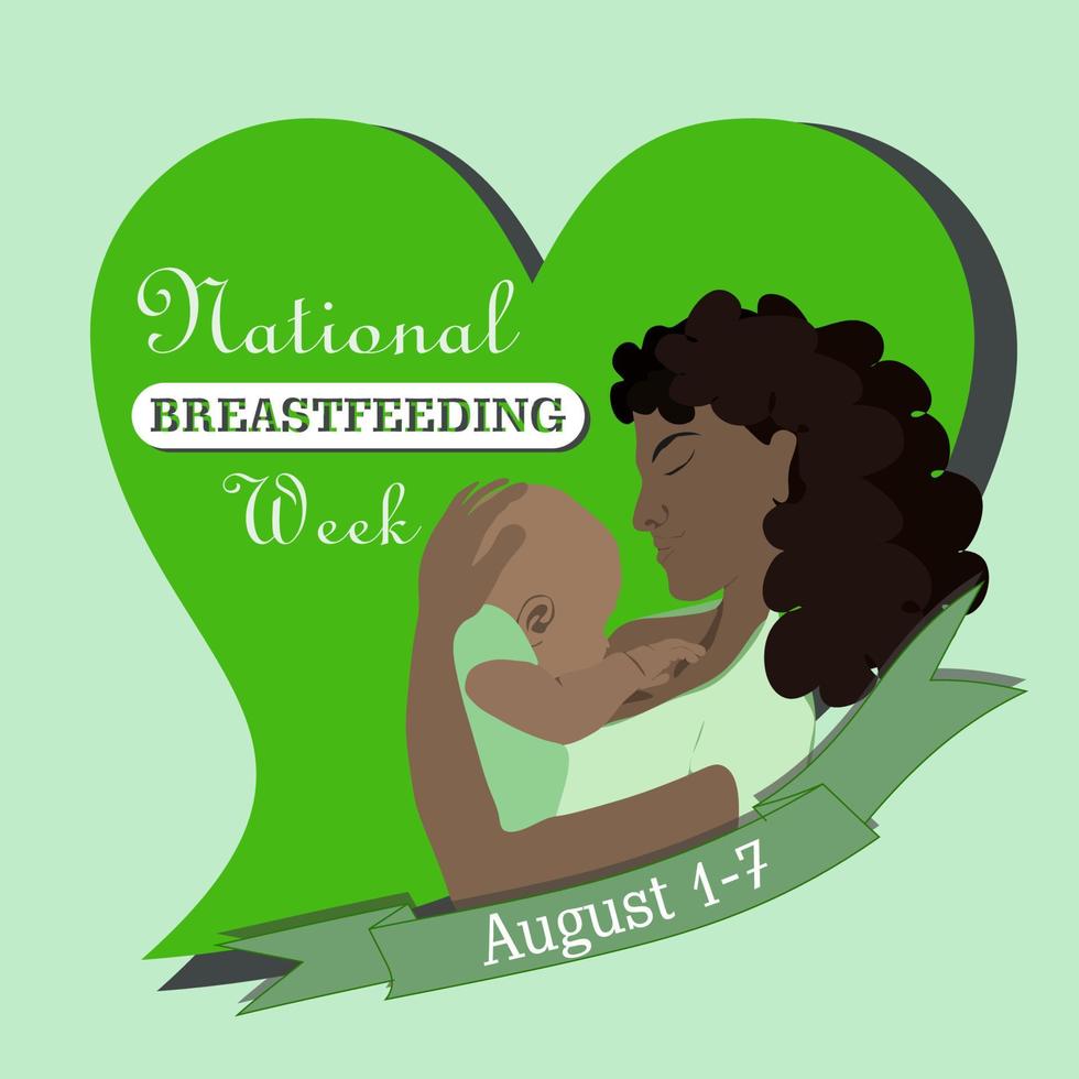 jeune femme afro-américaine allaitant son nouveau-né en le tenant et en l'allaitant dans les mains. notion de lactation. semaine d'allaitement ou mois clip art. l'enfant boit du lait du sein féminin. vecteur