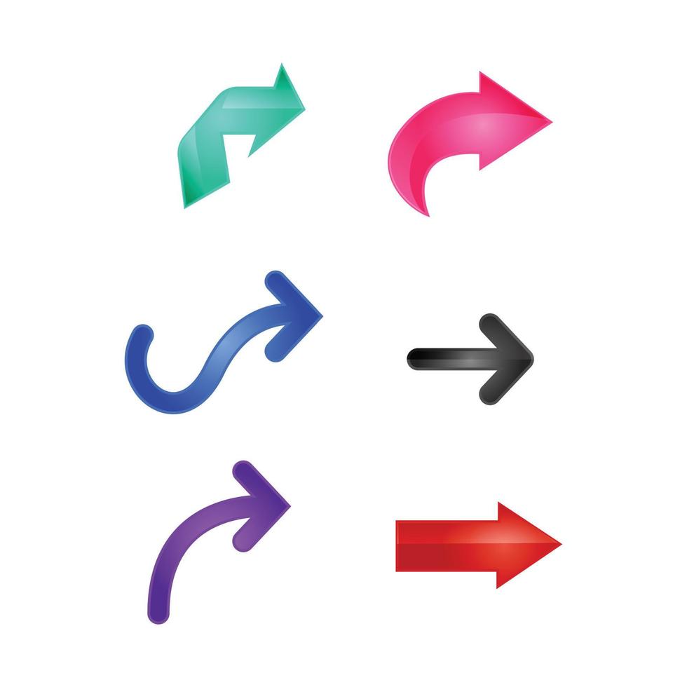 jeu d'icônes de symbole de flèche colorée vecteur