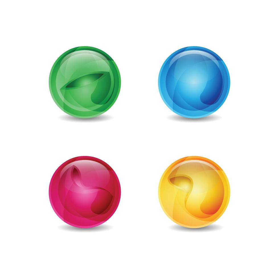 diverses illustrations en couleur d'une boule de verre 3d brillante avec des thèmes abstraits vecteur
