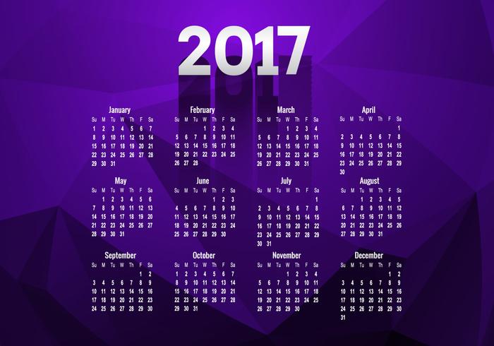 Calendrier de l'année 2017 vecteur