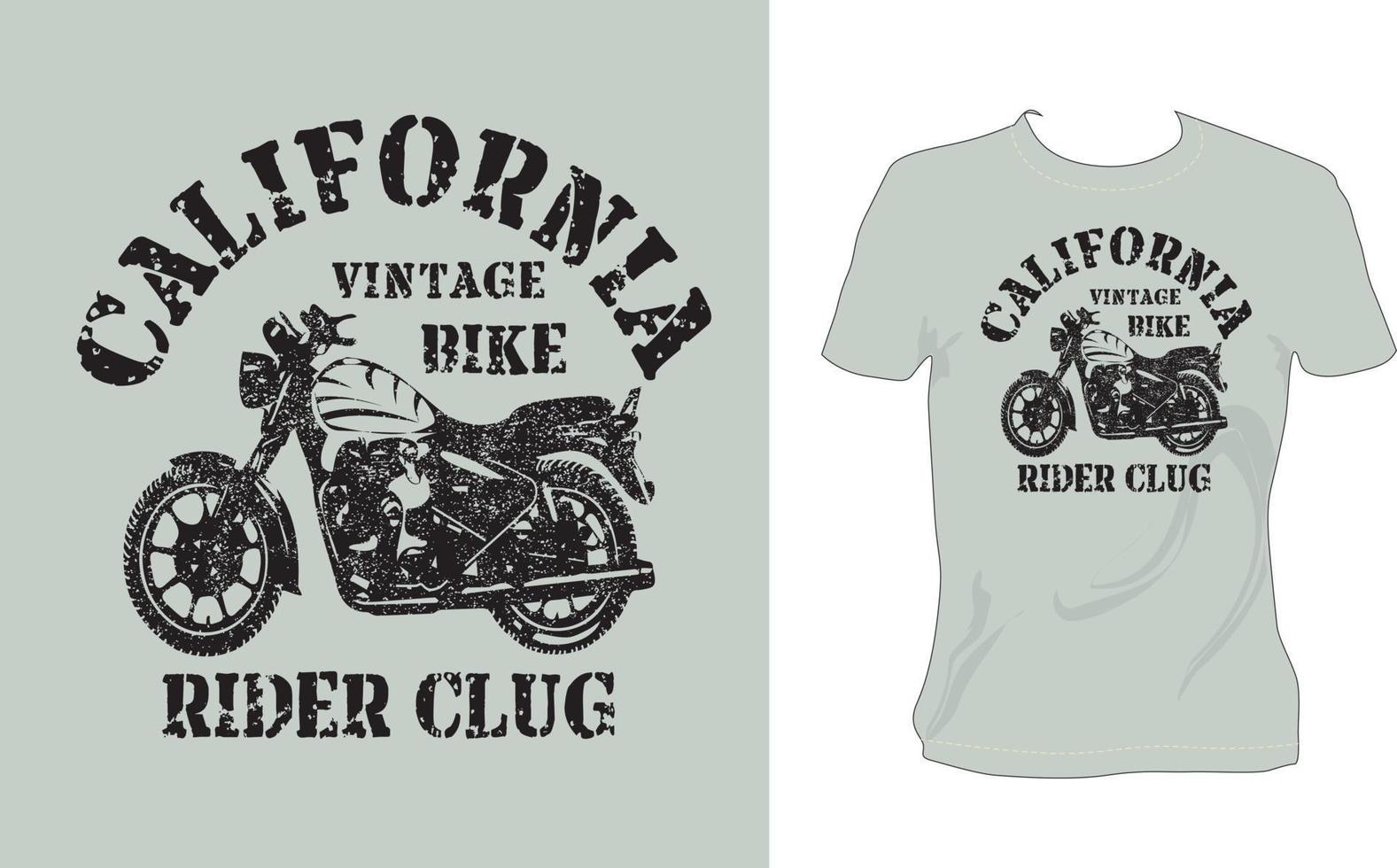 californie vintage bike rider club typographie texture cassée couleur noire conception de t-shirt vecteur