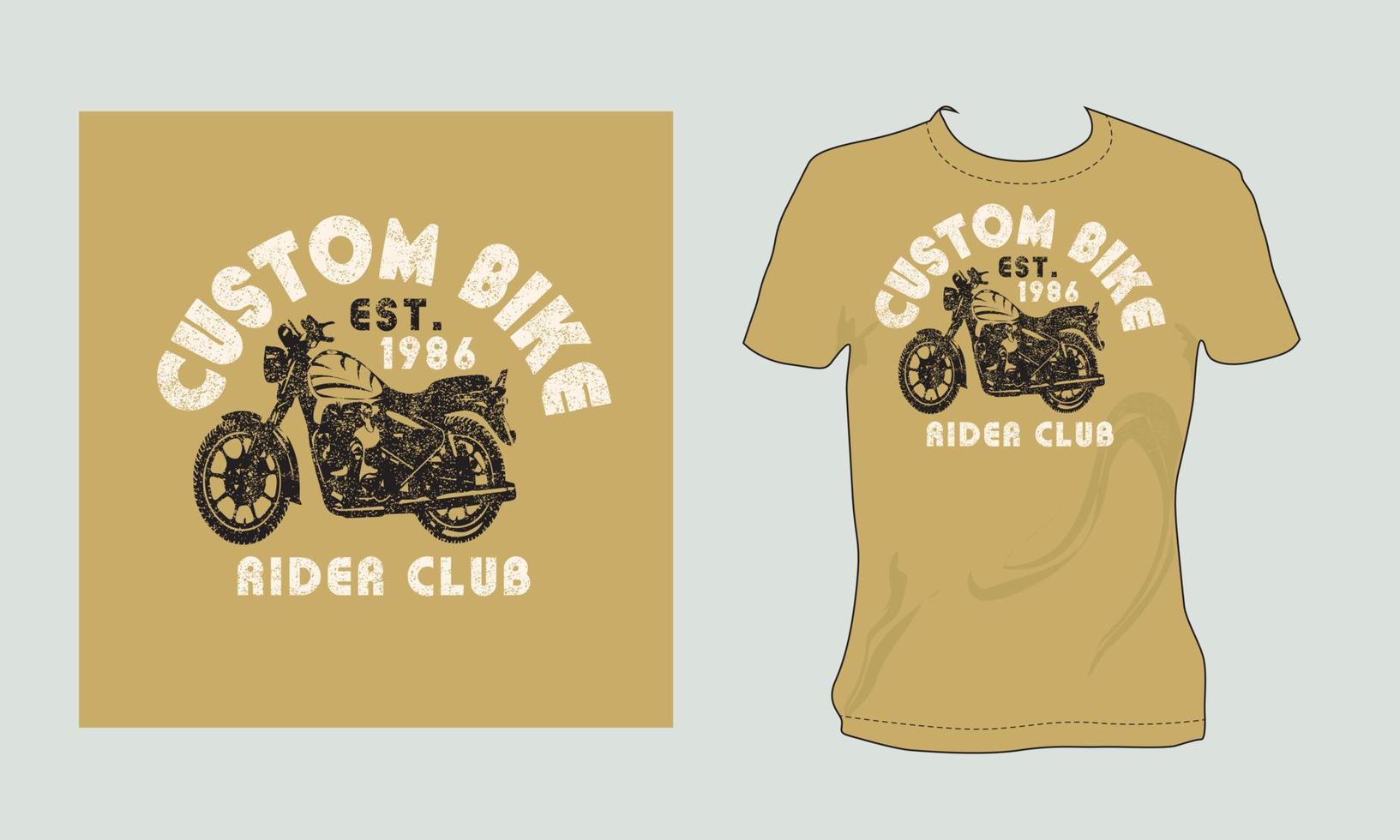 custom bike rider club est.1986 vintage brocken vector art noir et blanc couleur t shirt design