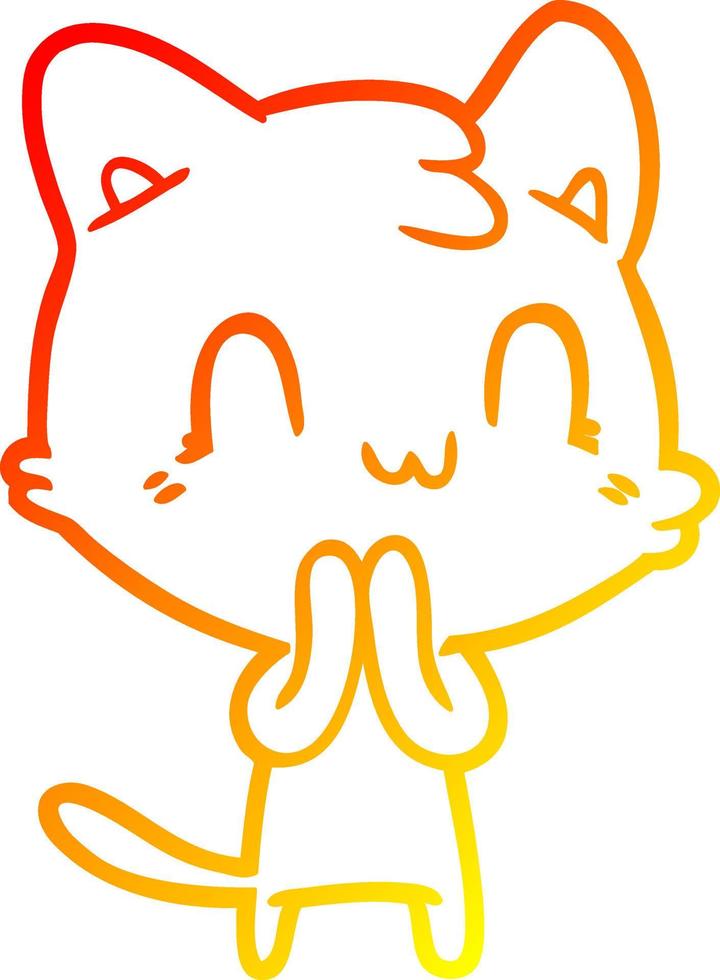 chaud gradient ligne dessin dessin animé chat heureux vecteur