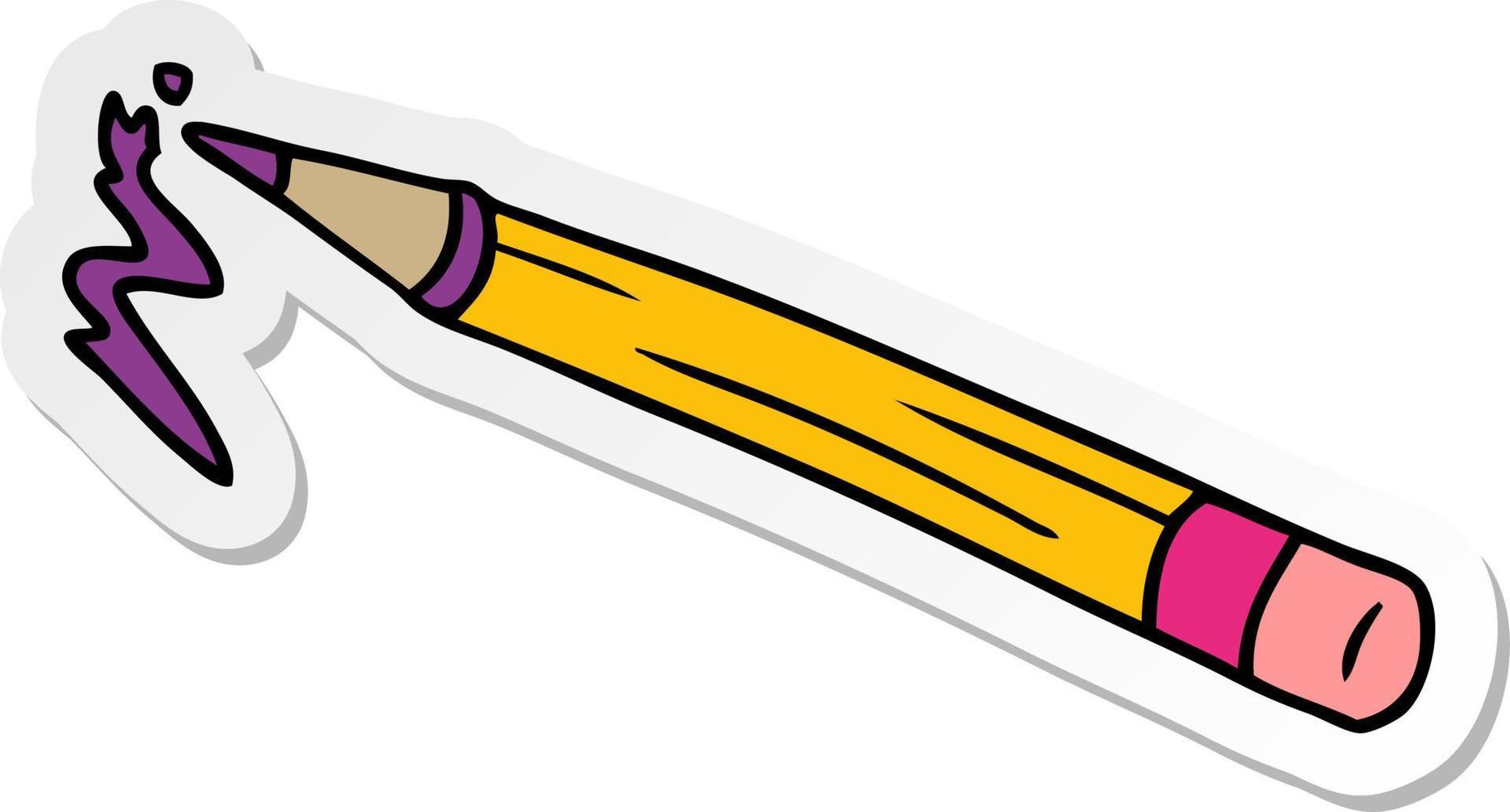 autocollant dessin animé doodle d'un crayon de couleur vecteur