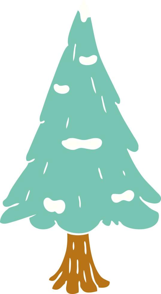 dessin animé doodle seul arbre couvert de neige vecteur