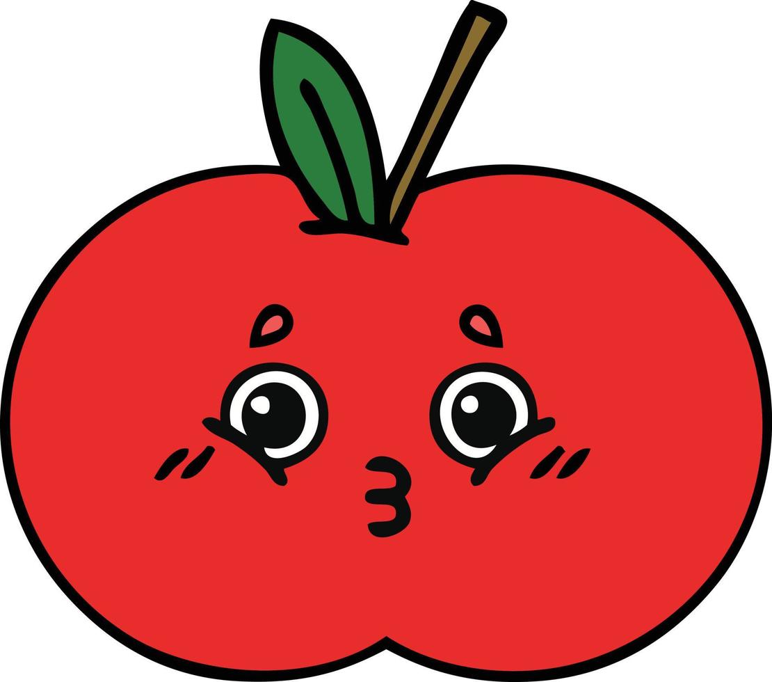 pomme rouge dessin animé mignon vecteur