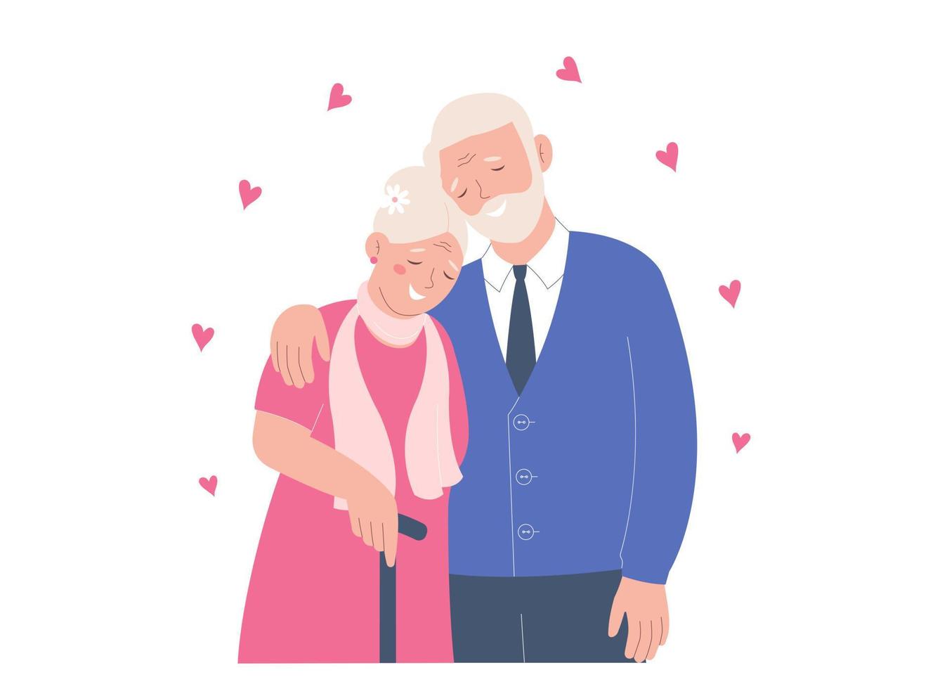 portrait de mariage d'un couple de personnes âgées. mari et femme âgés célébrant leur anniversaire de mariage. l'amour et la relation d'un couple de personnes âgées vecteur