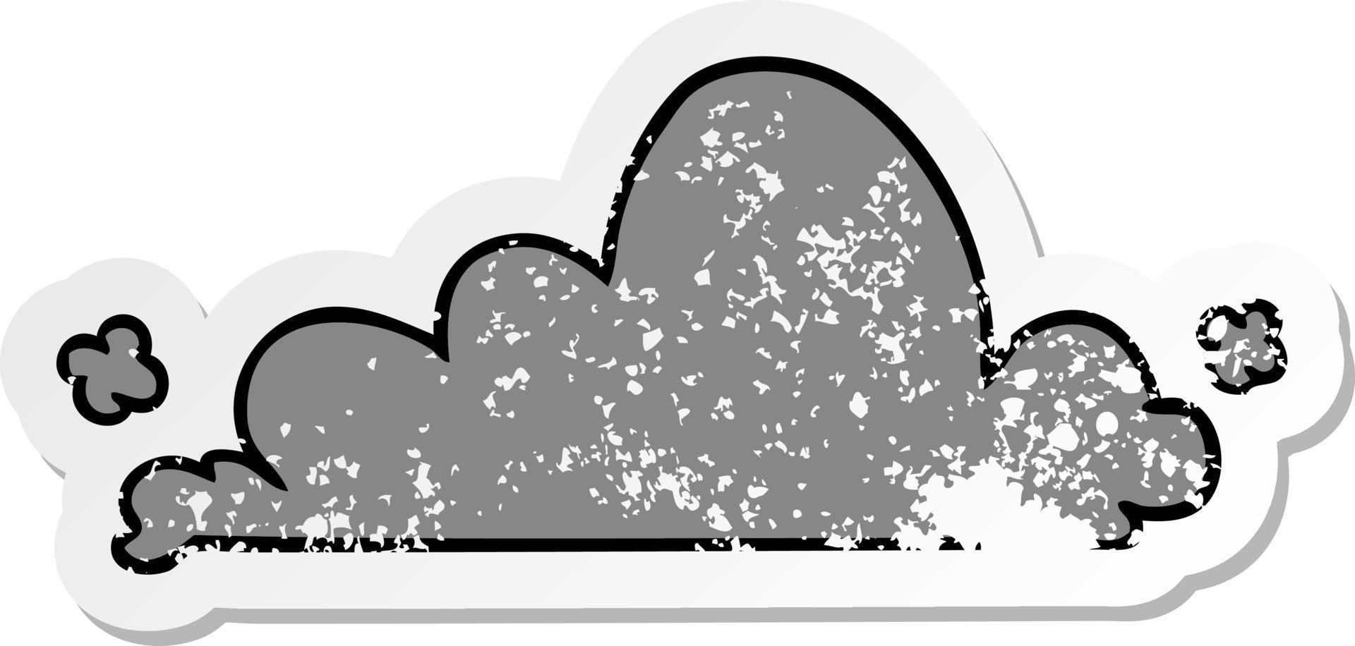 doodle de dessin animé d'autocollant en détresse d'un nuage blanc vecteur