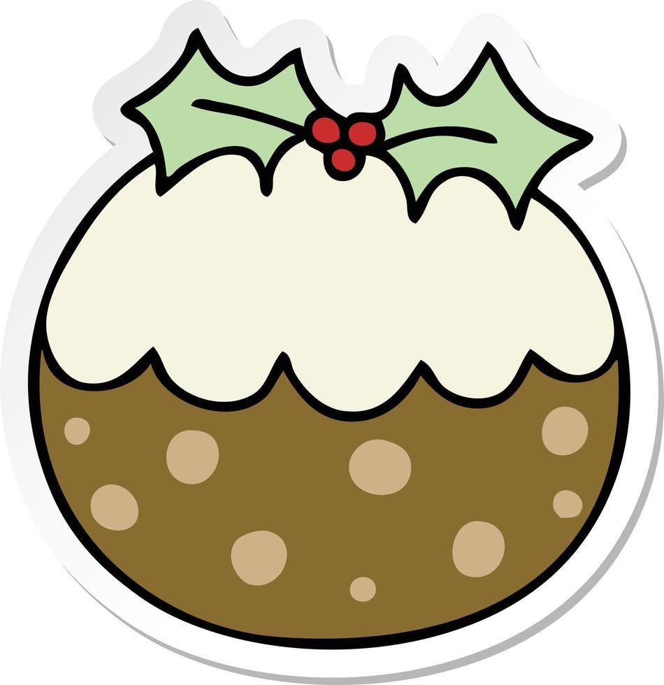 autocollant d'un pudding de noël dessiné à la main vecteur