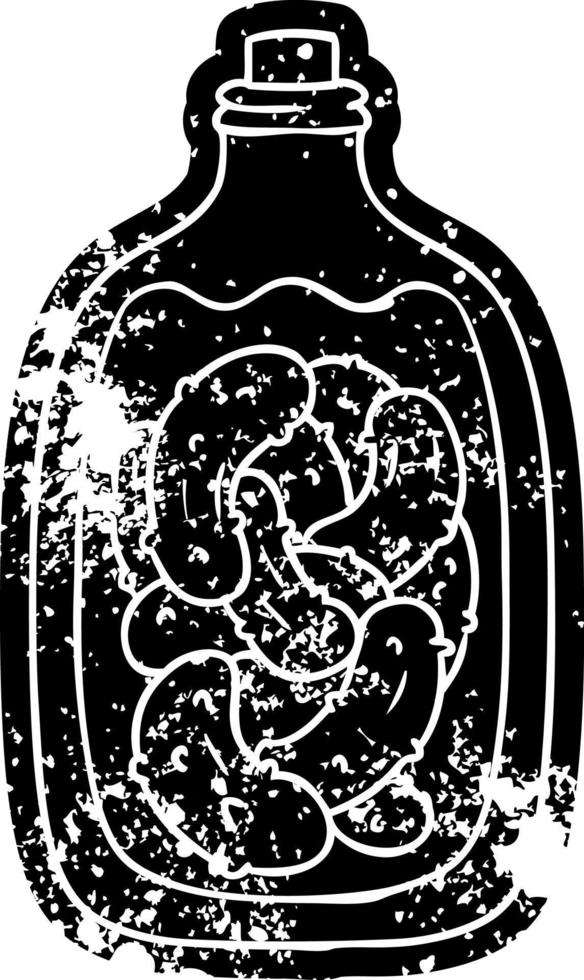 icône grunge dessin pot de cornichons marinés vecteur