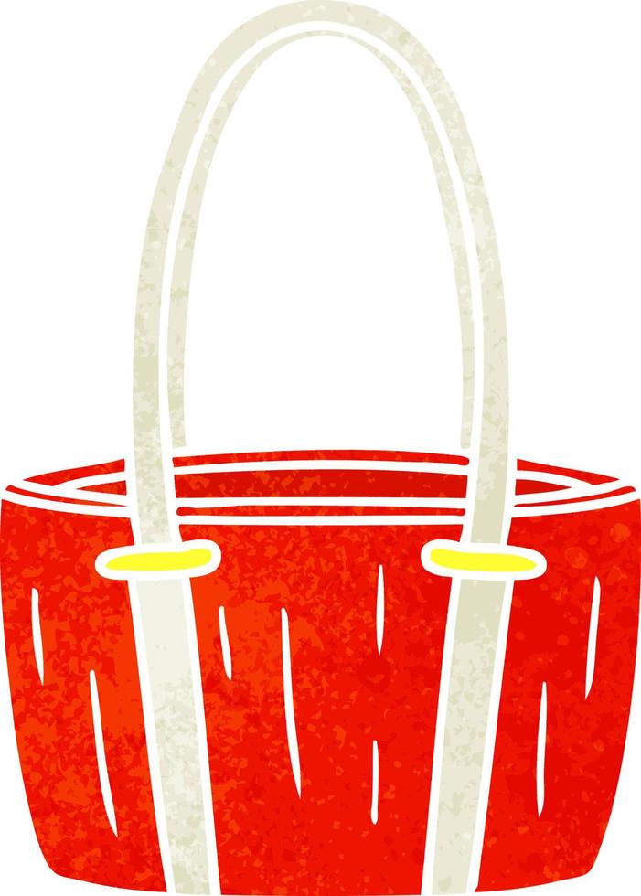 dessin animé rétro doodle d'un gros sac rouge vecteur