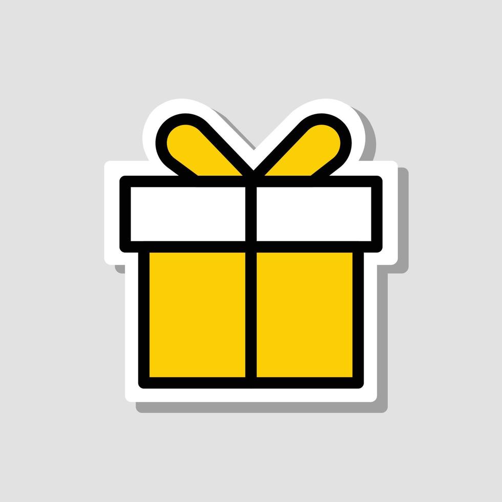 ligne plate d'icônes d'autocollant de boîte-cadeau vecteur