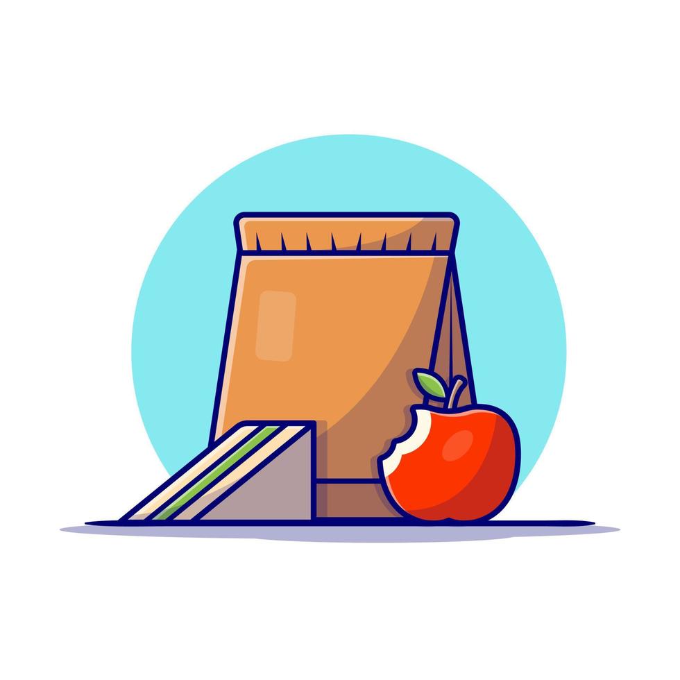 sandwich avec illustration d'icône de vecteur de dessin animé de pomme. objet alimentaire sicon concept isolé vecteur premium. style de dessin animé plat