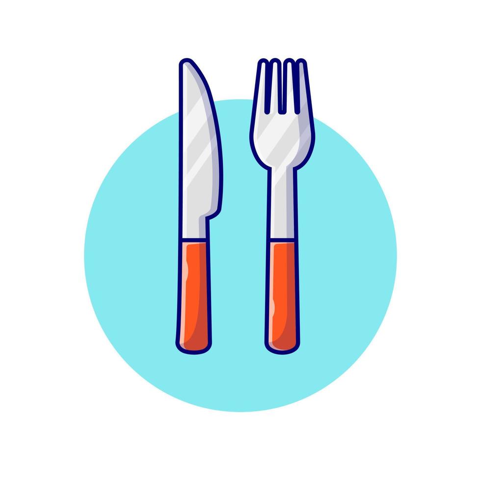 illustration d'icône de vecteur de dessin animé de fourchette et couteau. concept d'icône d'objet alimentaire isolé vecteur premium. style de dessin animé plat