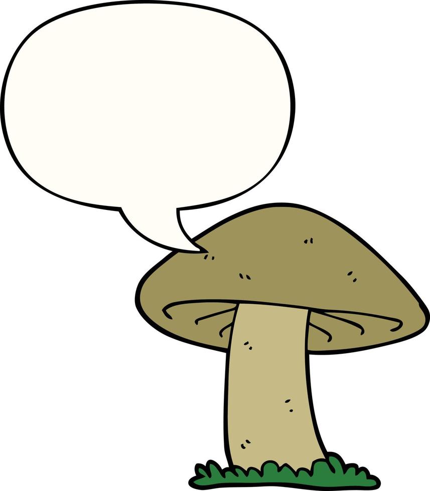 champignon de dessin animé et bulle de dialogue vecteur