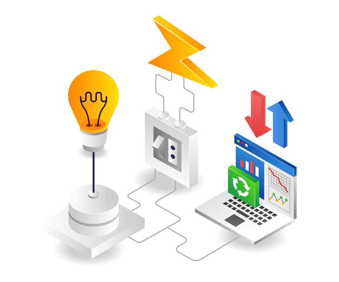 l'ordinateur contrôle les lignes d'énergie électrique vecteur