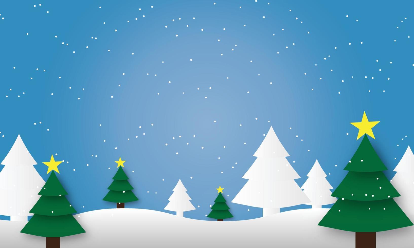 conception de fond de Noël de pin et de flocon de neige avec de la neige qui tombe dans l & # 39; illustration vectorielle hiver vecteur