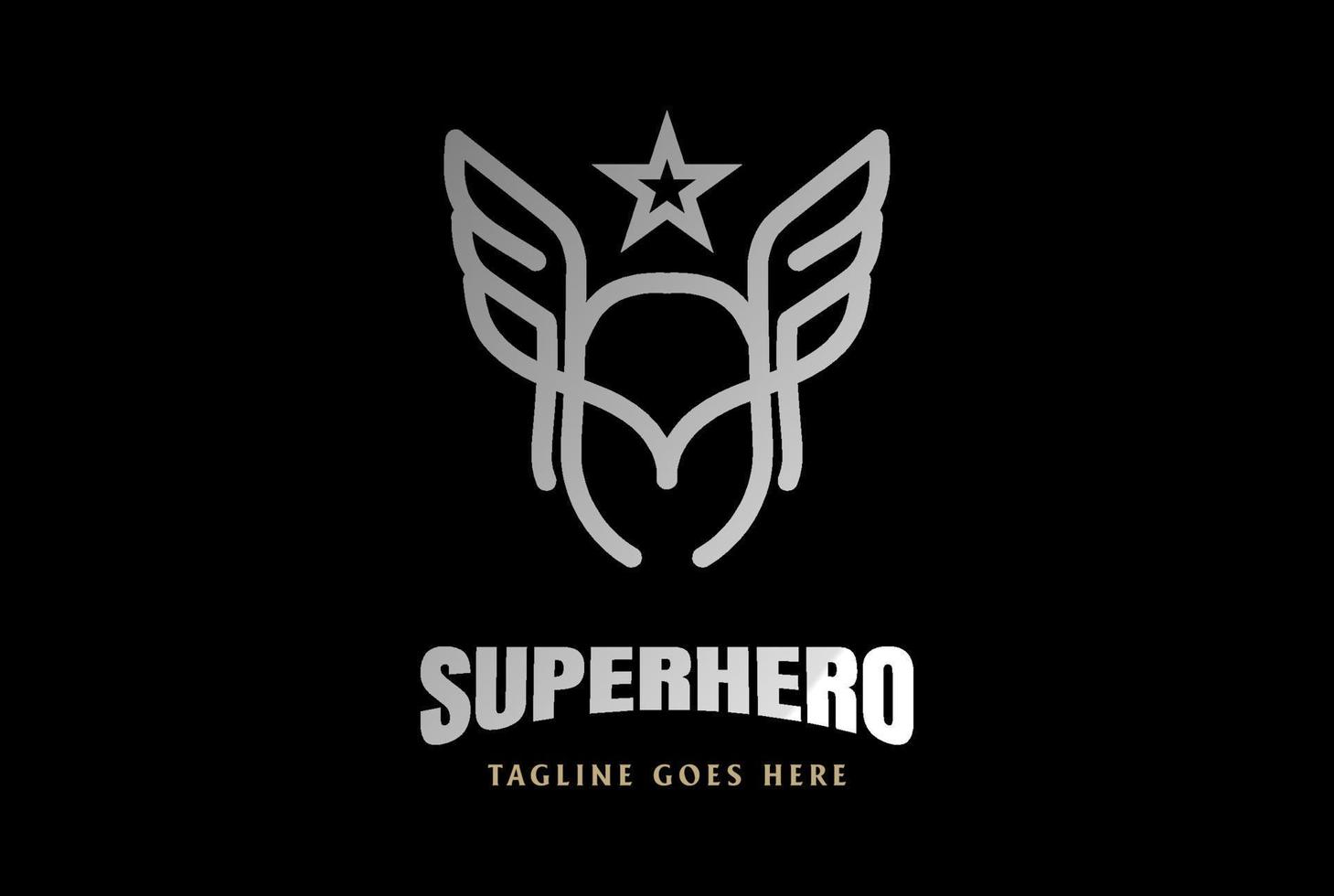 guerrier chevalier odin tête ailes super héros tête logo design vecteur