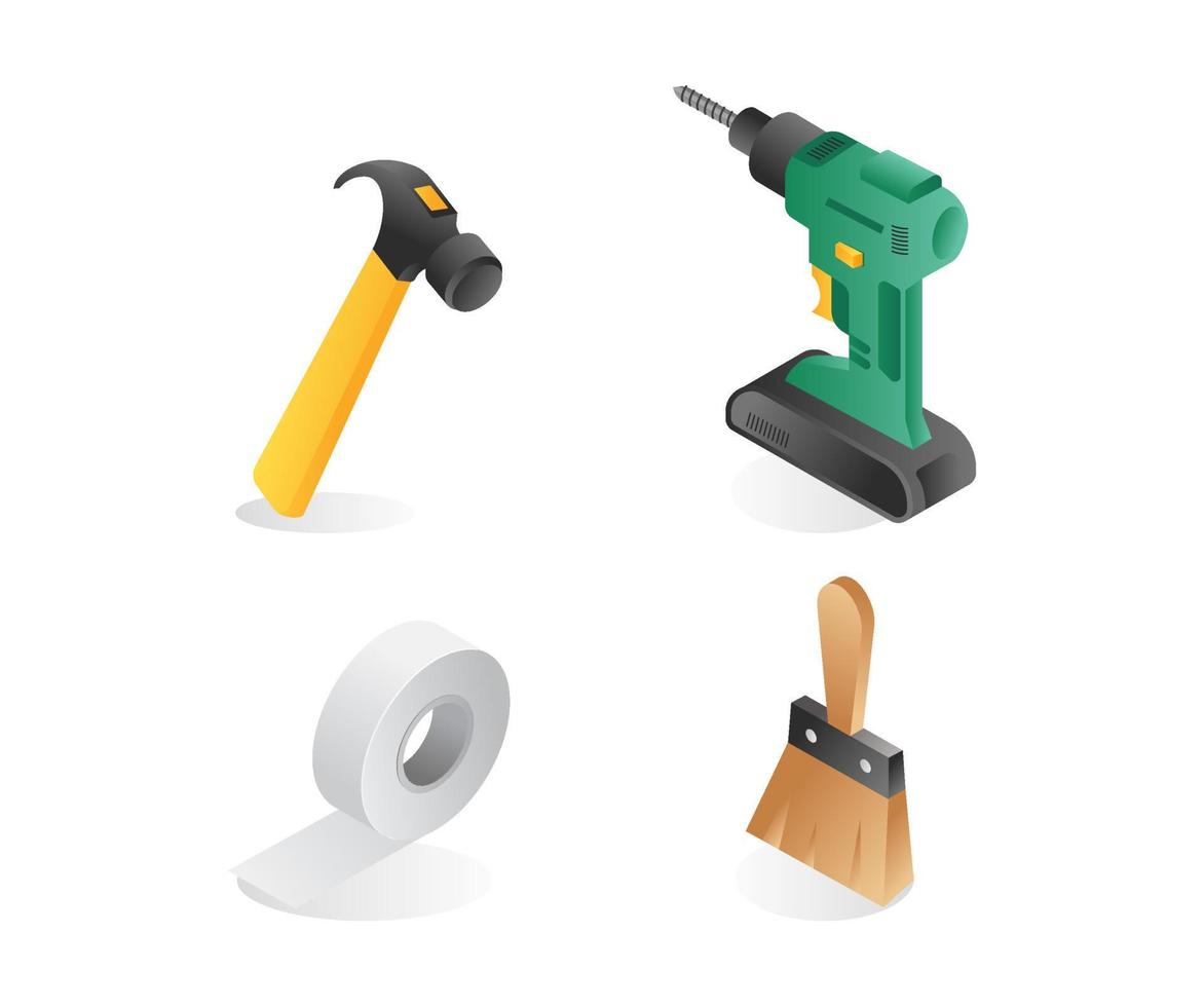ensemble d'icônes d'outils de constructeur de maison vecteur