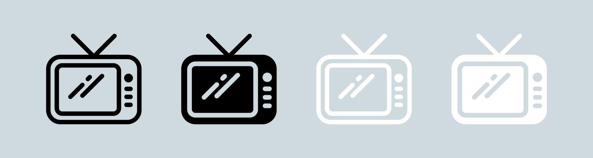 icône de télévision en noir et blanc. illustration vectorielle de signes de télévision rétro. vecteur