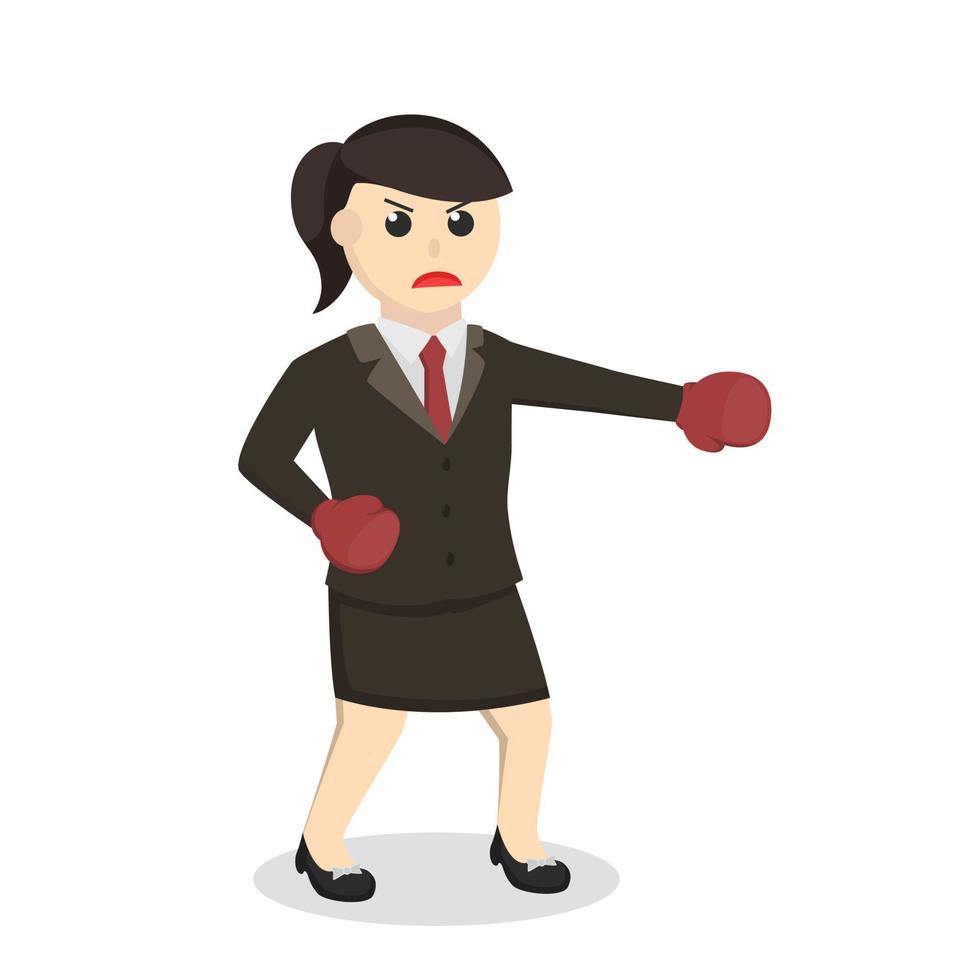 femme d'affaires secrétaire boxer punch design personnage sur fond blanc vecteur