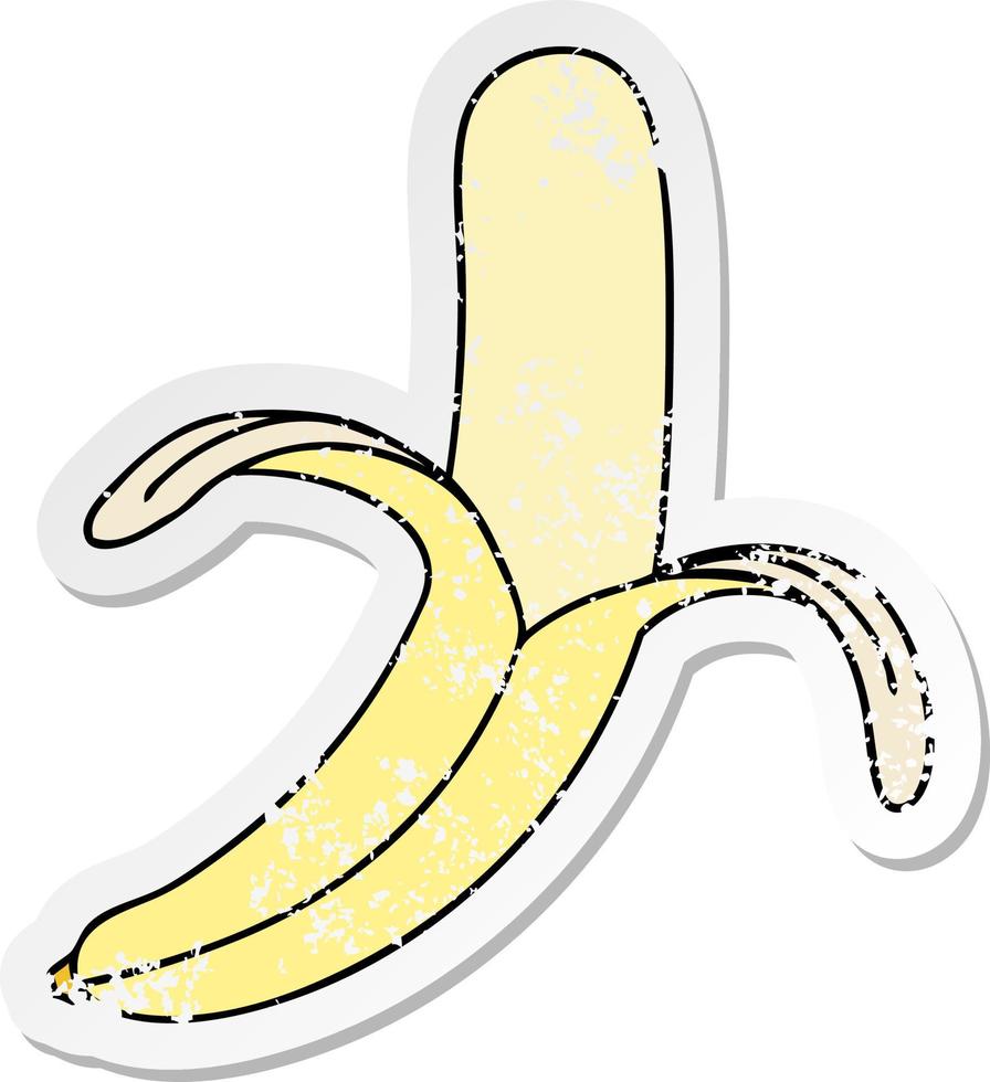 autocollant en détresse d'une banane dessinée à la main excentrique vecteur