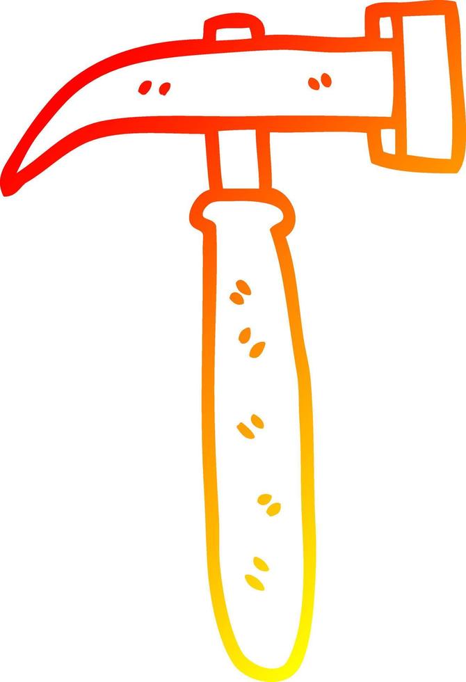 marteau de dessin animé de dessin de ligne de gradient chaud vecteur