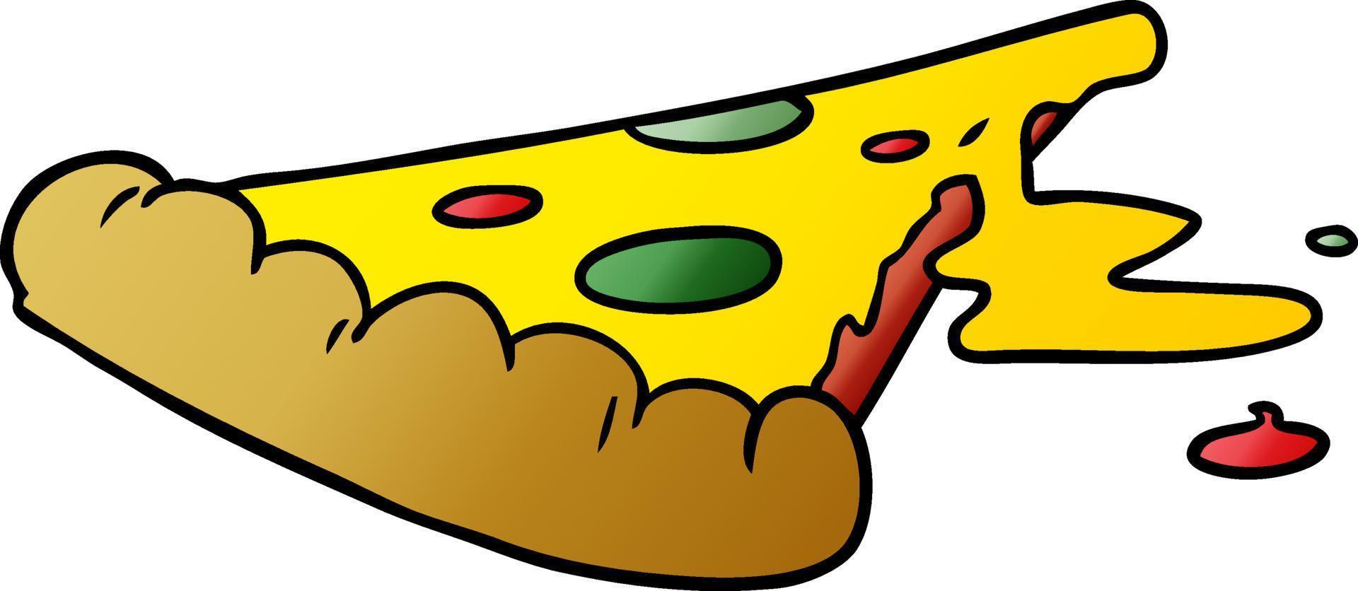 doodle cartoon dégradé d'une tranche de pizza vecteur