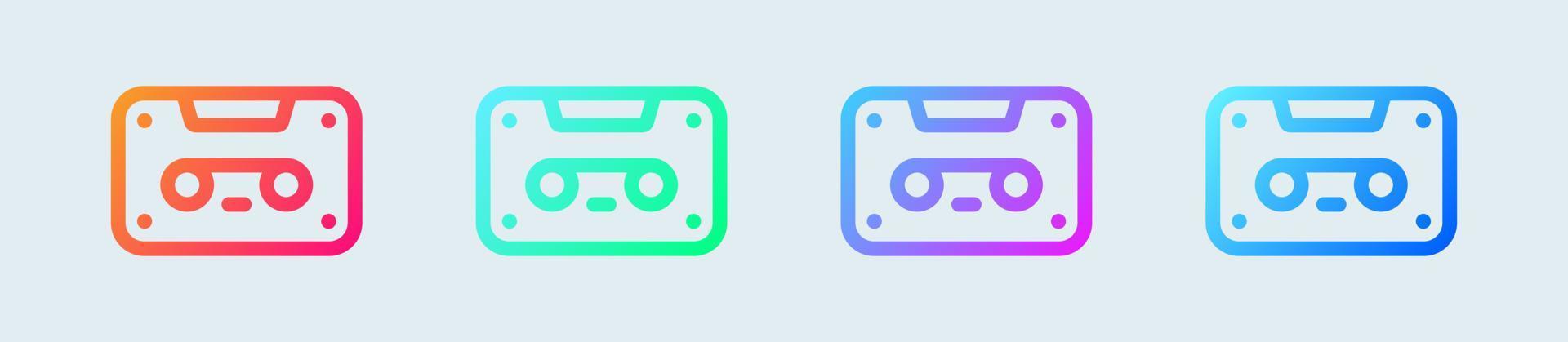 icône de ligne de cassette en dégradé de couleurs. mixtape signe illustration vectorielle. vecteur