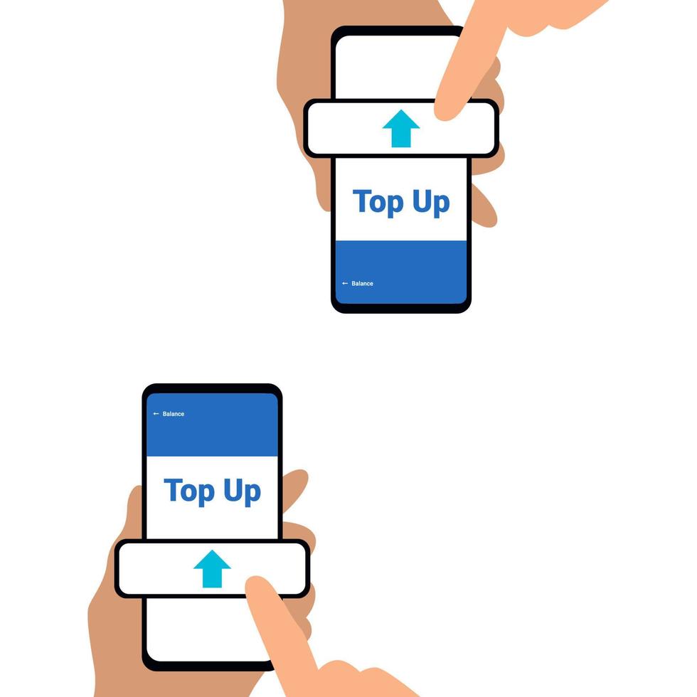 illustration d'une main tenant un smartphone pour recharger le solde vecteur