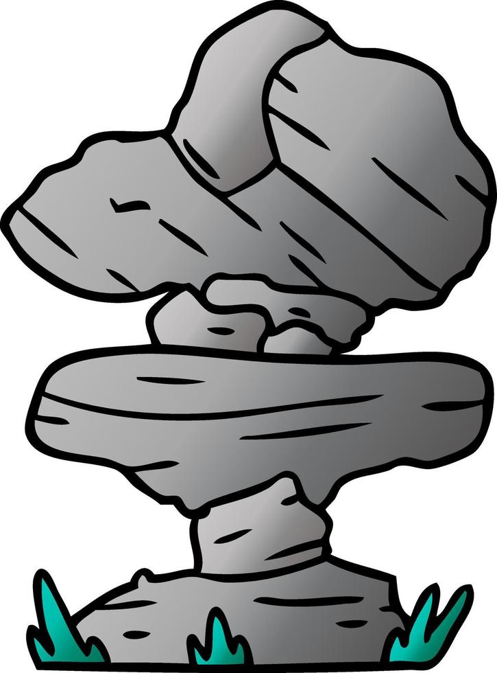 doodle cartoon dégradé de rochers de pierre grise vecteur