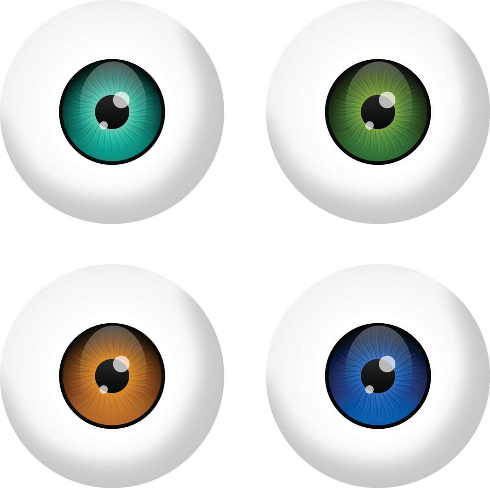 ensemble de globes oculaires réalistes. yeux de couleurs différentes vecteur