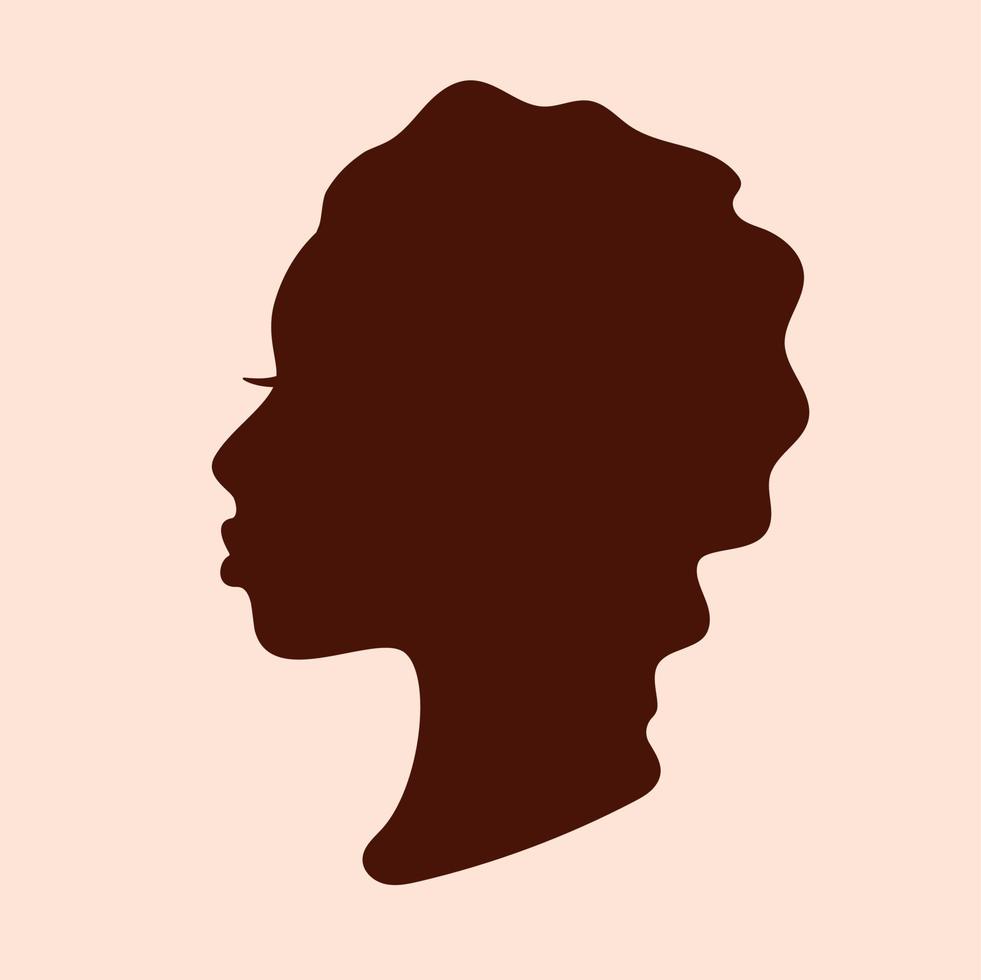 visage de femme afro-américaine. silhouette de tête féminine. portrait d'une jeune fille. profil. illustration vectorielle vecteur