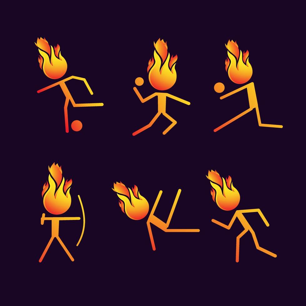 joli ensemble de sports en forme de feu vecteur