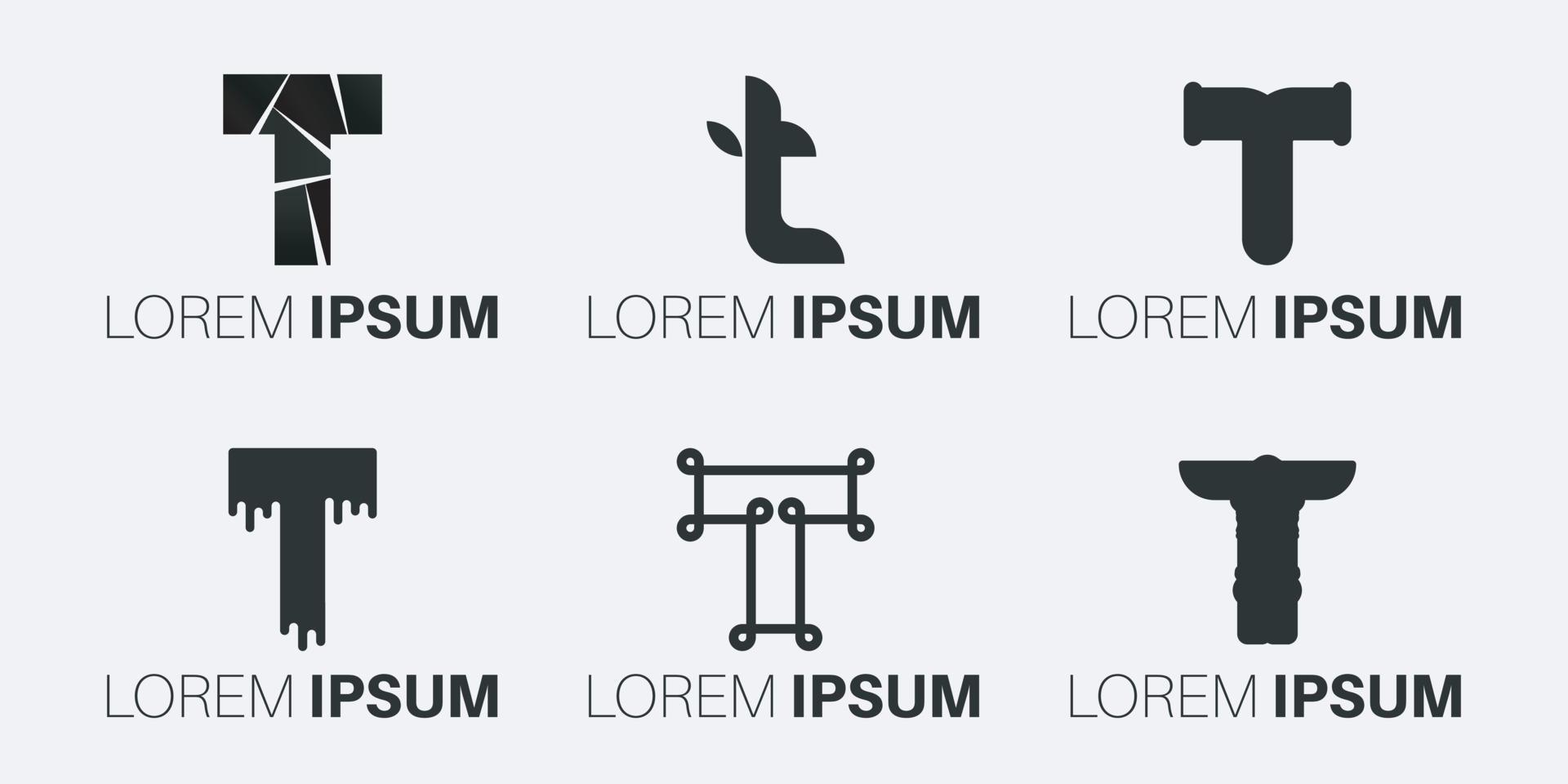 ensemble de création de logo lettre t monogramme créatif vecteur