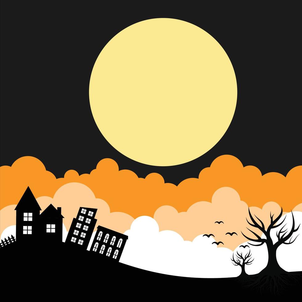 background1151happy halloween day avec nuage sur fond noir. vecteur