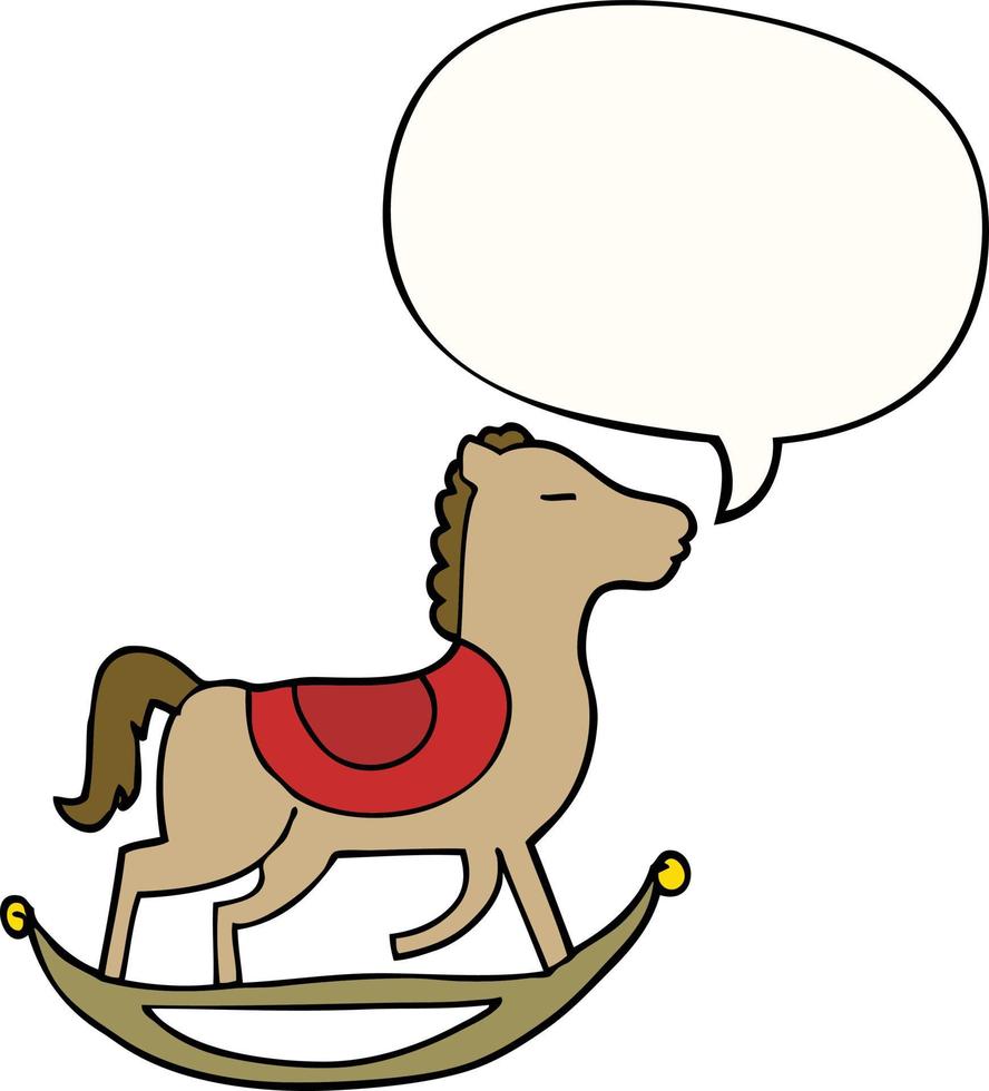 dessin animé cheval à bascule et bulle de dialogue vecteur