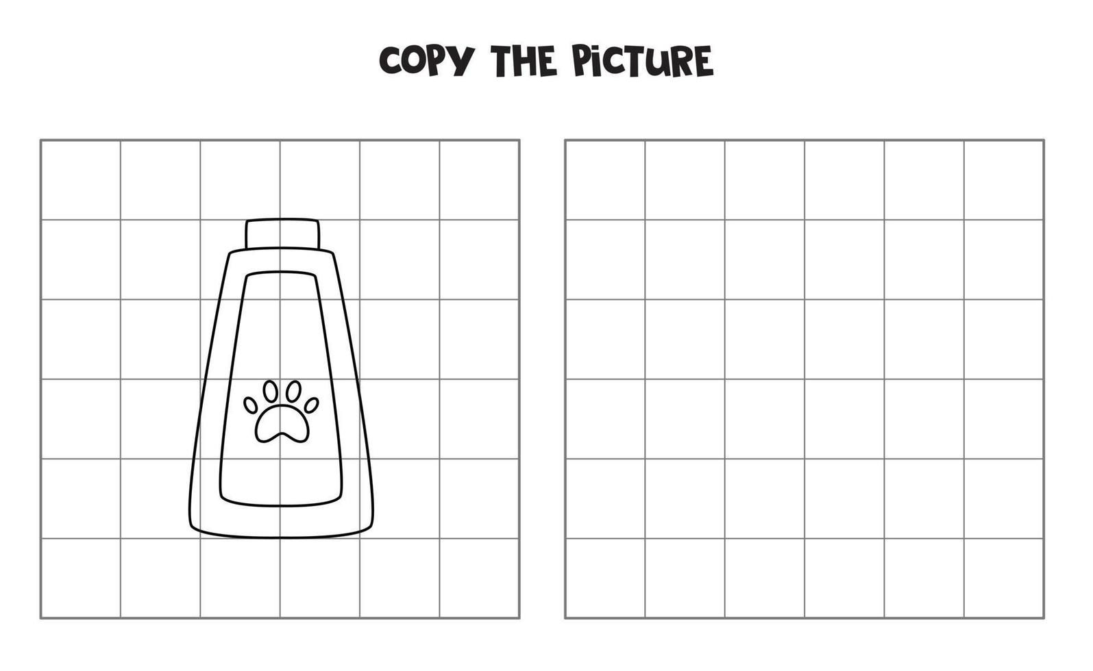 copiez l'image du shampoing noir et blanc pour animaux de compagnie. jeu de logique pour les enfants. vecteur