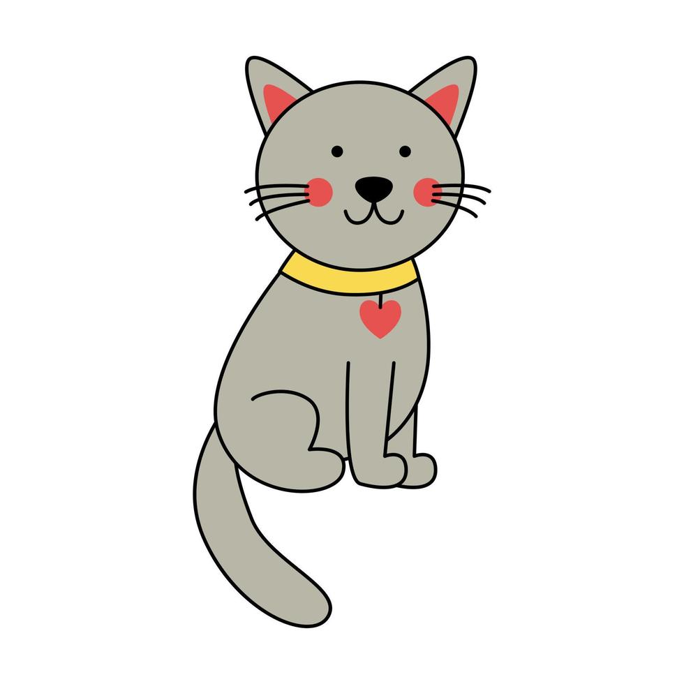 illustration vectorielle de chat gris mignon sur fond blanc. vecteur
