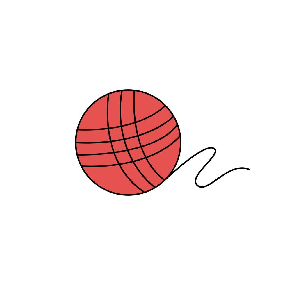 illustration vectorielle de pelote de laine rouge sur fond blanc. vecteur