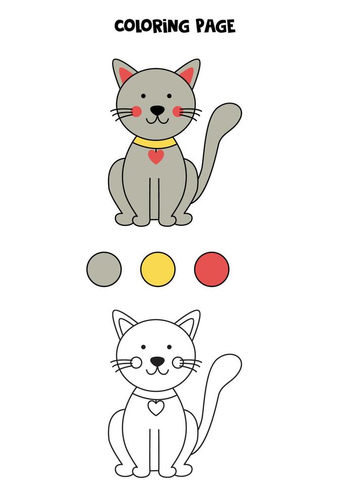 chat gris mignon de couleur. feuille de travail pour les enfants. vecteur