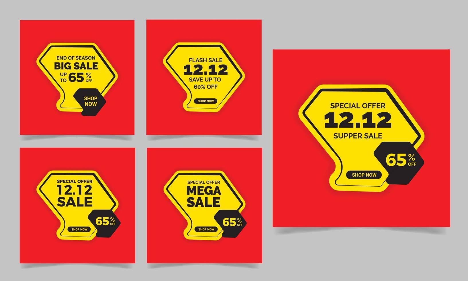 12.12 conception de bannière de vente et de grande vente avec ruban rouge, modèle de conception de publication de médias sociaux de vente flash vecteur