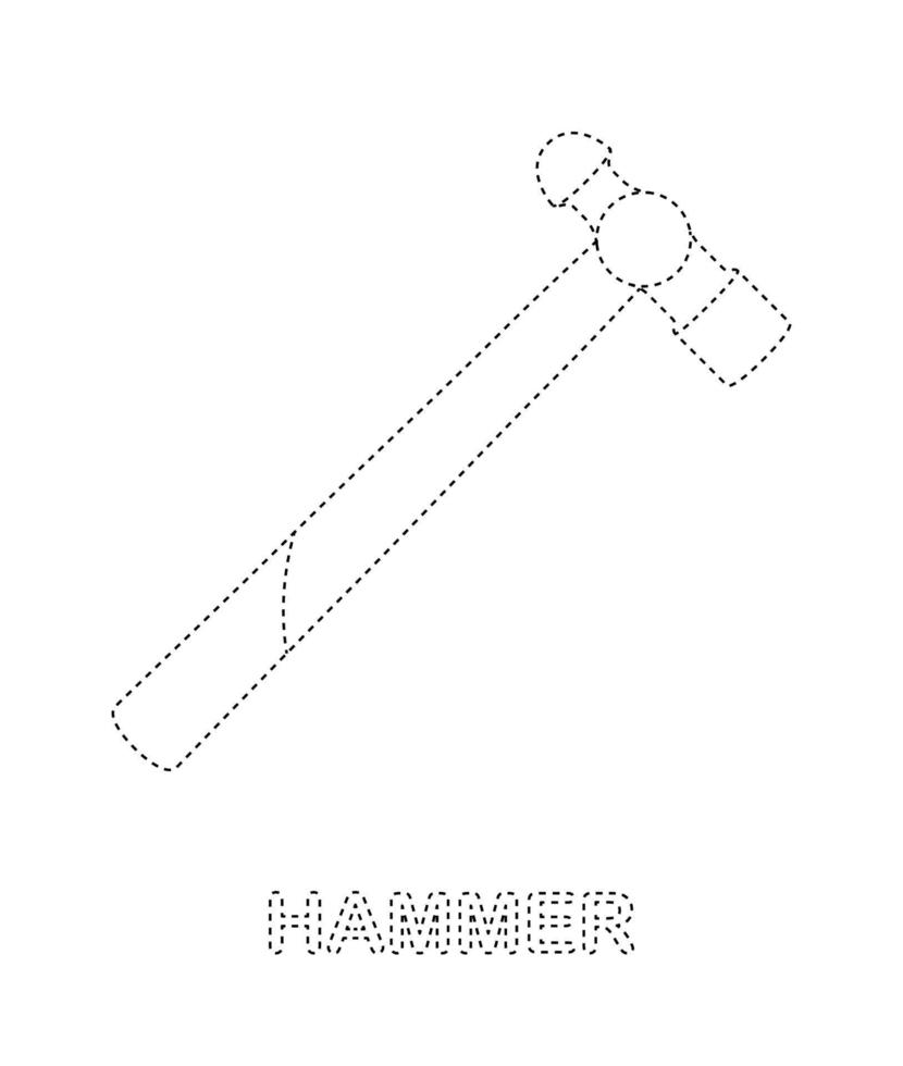 feuille de calcul de traçage de marteau pour les enfants vecteur