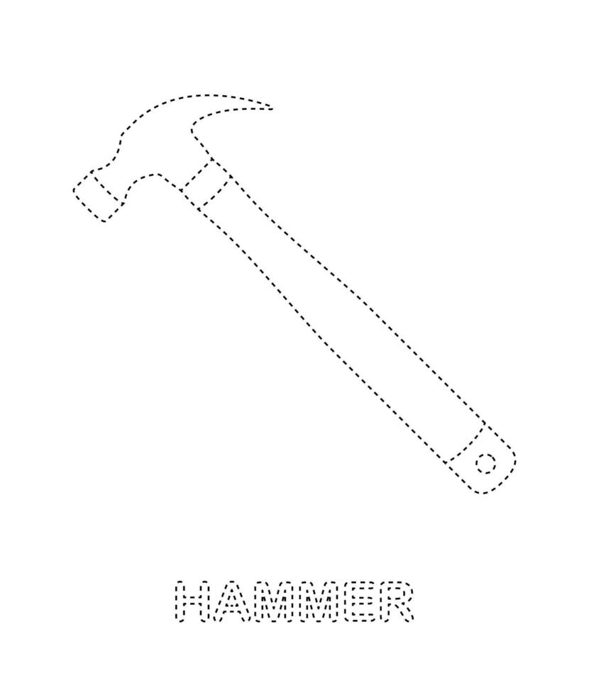 feuille de calcul de traçage de marteau pour les enfants vecteur