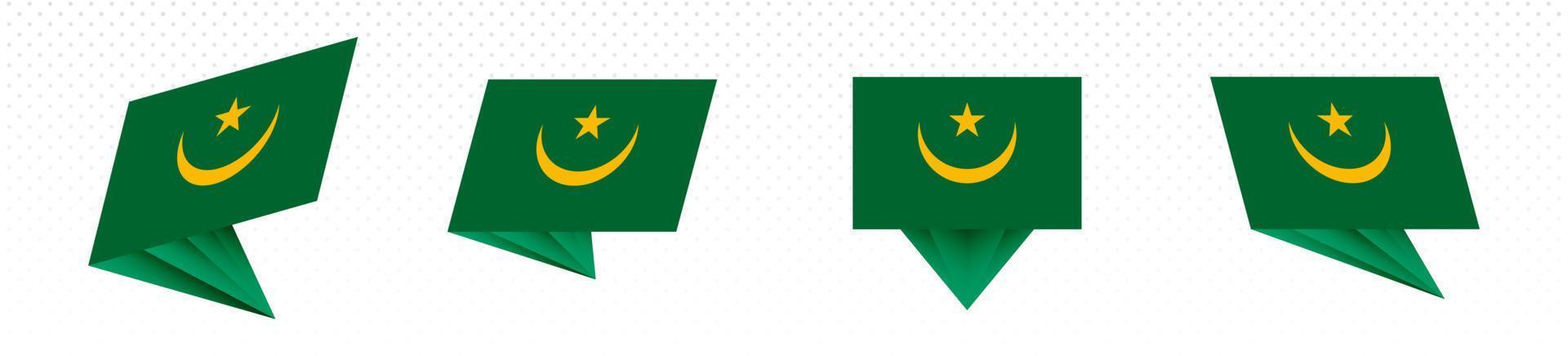 drapeau de la mauritanie au design abstrait moderne, ensemble de drapeaux. vecteur