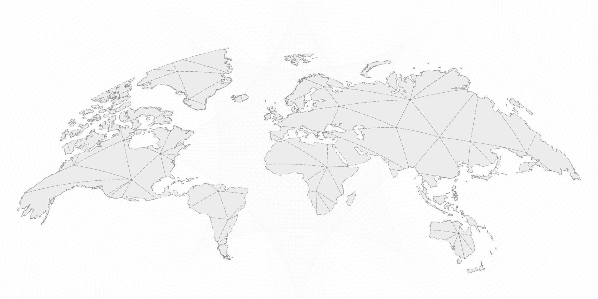 carte du monde lignée. carte vectorielle polygonale grise. vecteur