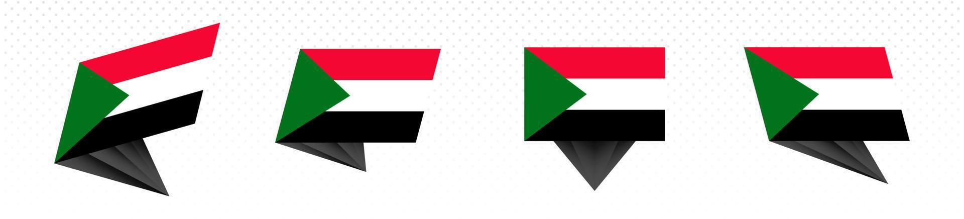 drapeau du soudan dans un dessin abstrait moderne, ensemble de drapeaux. vecteur