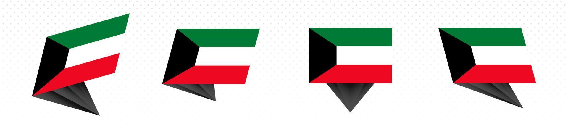 drapeau du koweït dans un design abstrait moderne, ensemble de drapeaux. vecteur