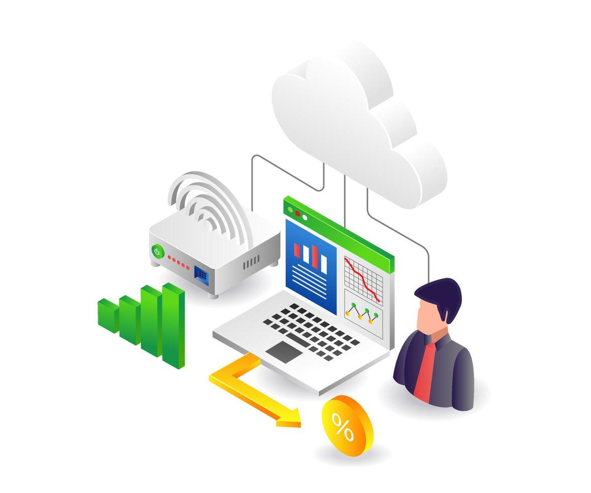 serveur cloud connectant le wifi pour la connexion réseau vecteur