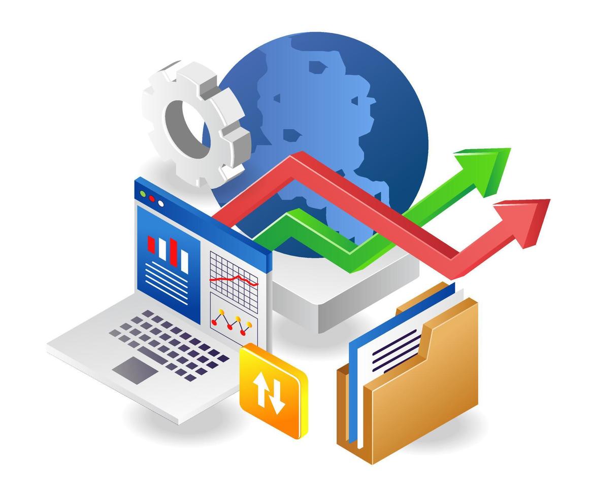 transfert mondial d'analyse de données informatiques vecteur